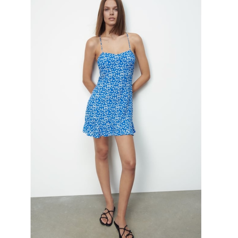 NWT Zara Floral Print Mini Dress Size XS